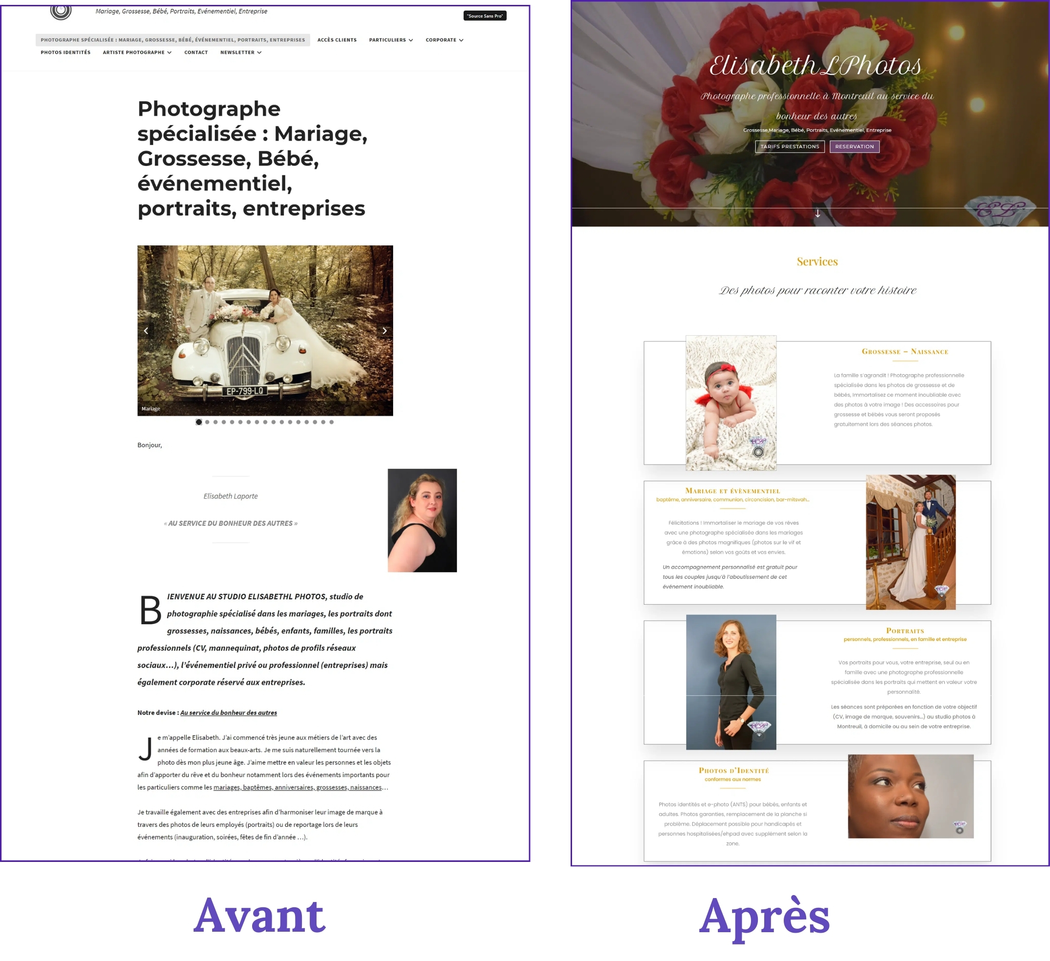 refonte du site d'une photographe par sahimo